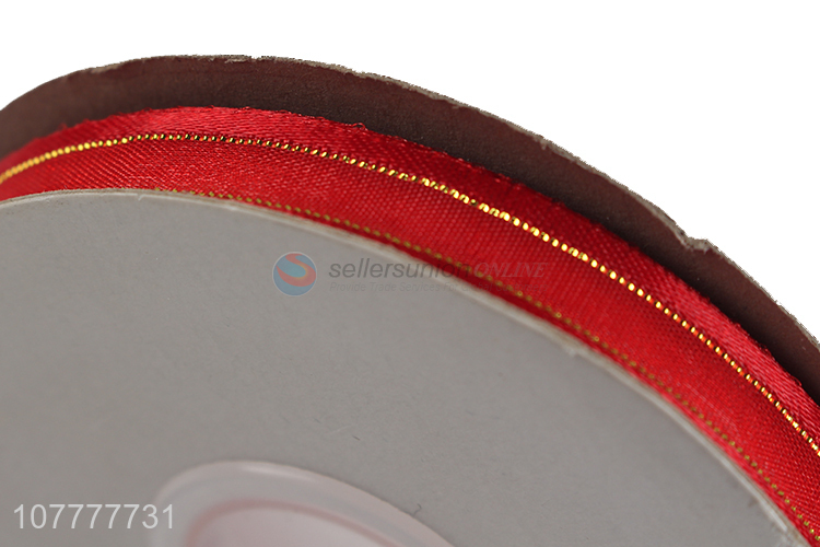 New arrival 10mm gold thread grosgrain ribbon for gift wrapping