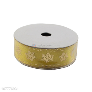 Most popular 25mm gold webbing ribbon Christmas snowflake ribbon