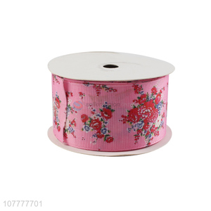 Hot sale 40mm flower pattern grosgrain ribbon garment ribbon