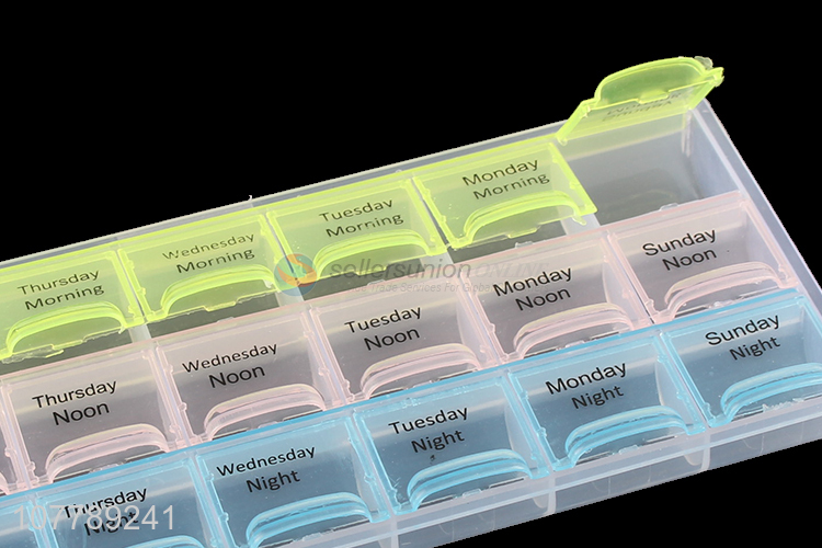 Wholesale 21 compartments medicine case 7 days plastic pill container box