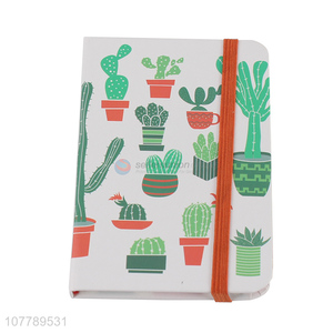 High quality small clear cactus print notebook with tie rope