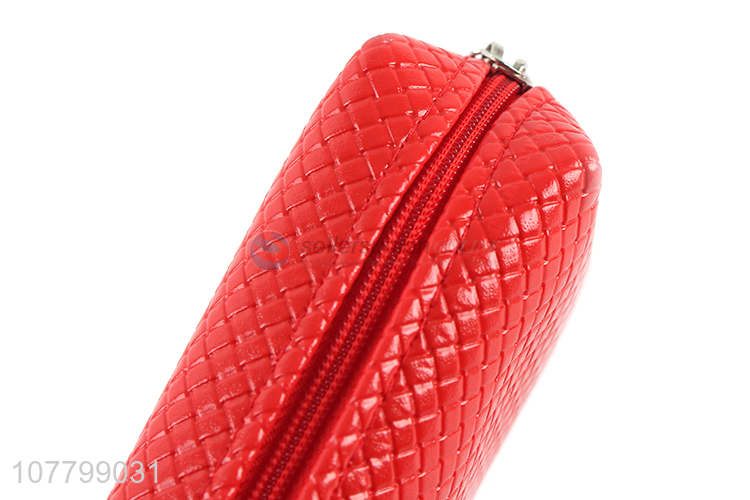 Custom Fashion Red Pencil Bag Leather Pencil Case For Sale