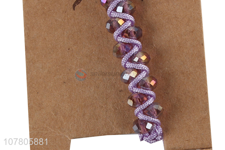 China wholesale purple handmade bead chain bracelet