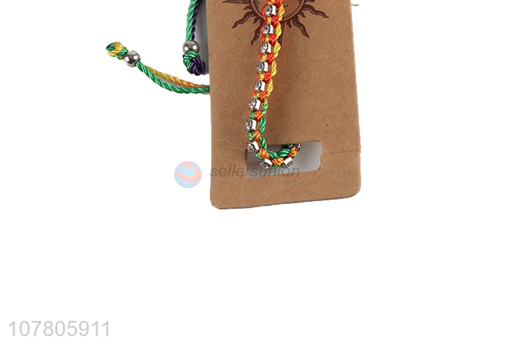 Good quality handmade woven nylon bracelet colorful rope beads