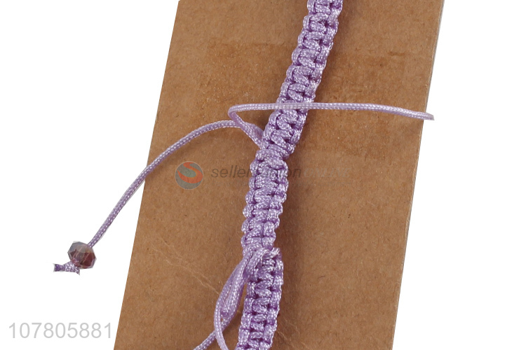 China wholesale purple handmade bead chain bracelet