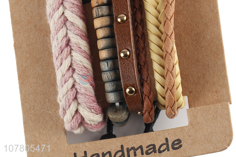 Good quality ladies bead string braided bracelet