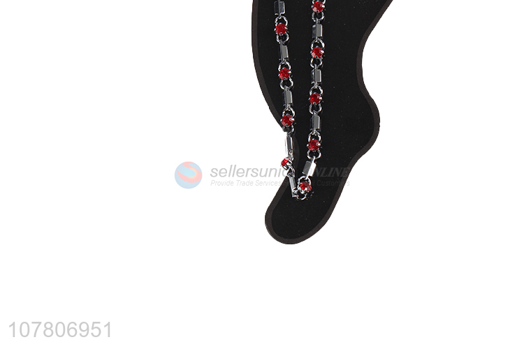 China wholesale red diamond silver bead chain ladies anklet