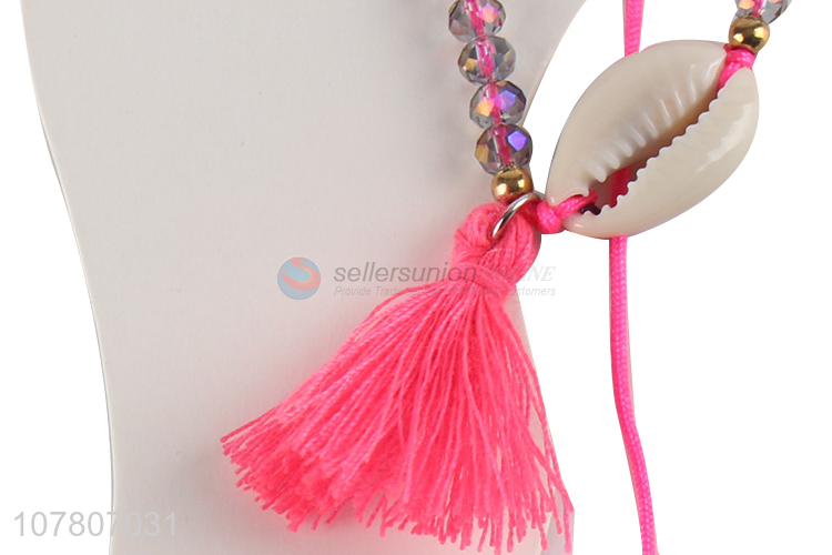 Factory wholesale handmade shell webbing braided anklet