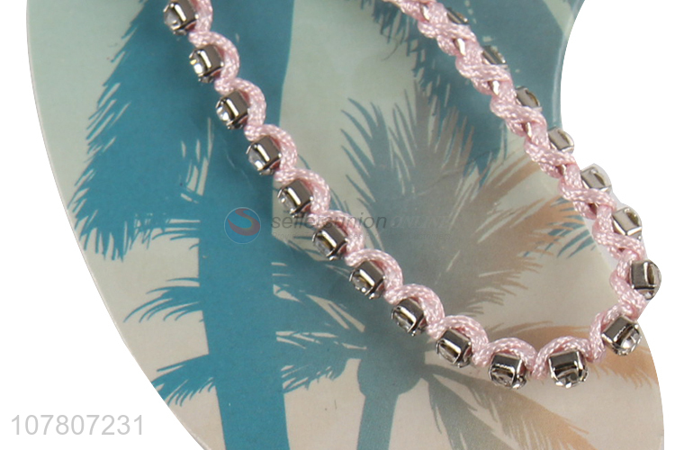 New arrival pink bead chain ladies handmade anklet