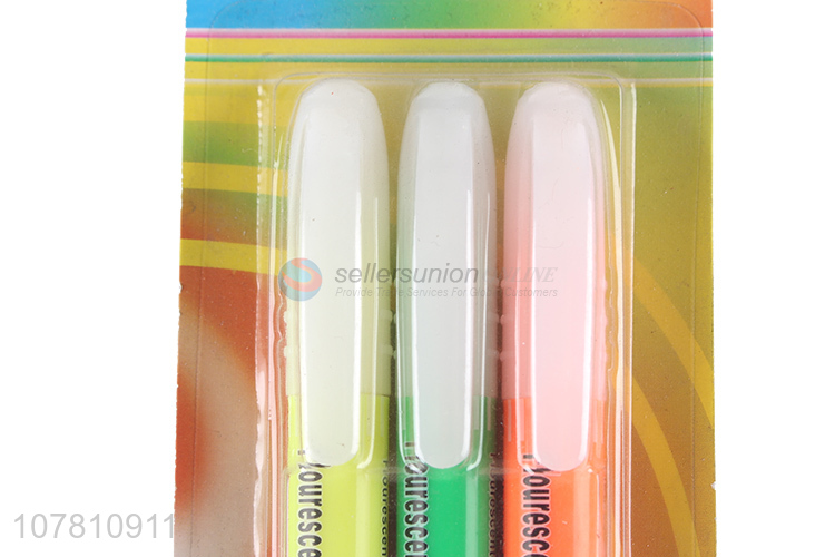 Most popular 3 colors office school fluorescent marking pen