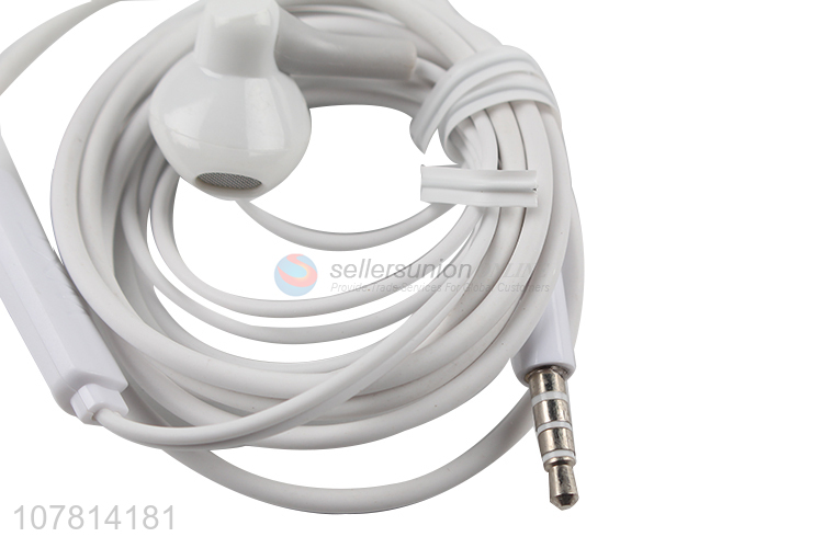 Simple white Android universal wired in-ear headphones