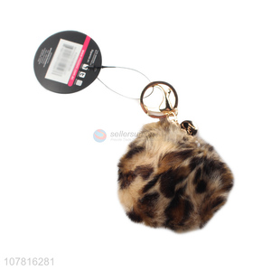Factory direct sales leopard grain furry ball key chain
