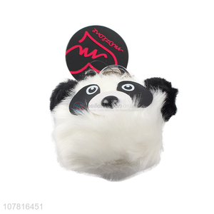 Cheap price soft panda shape furry ball key chain
