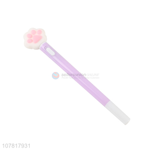 New design cute cat paw gel pen with led light