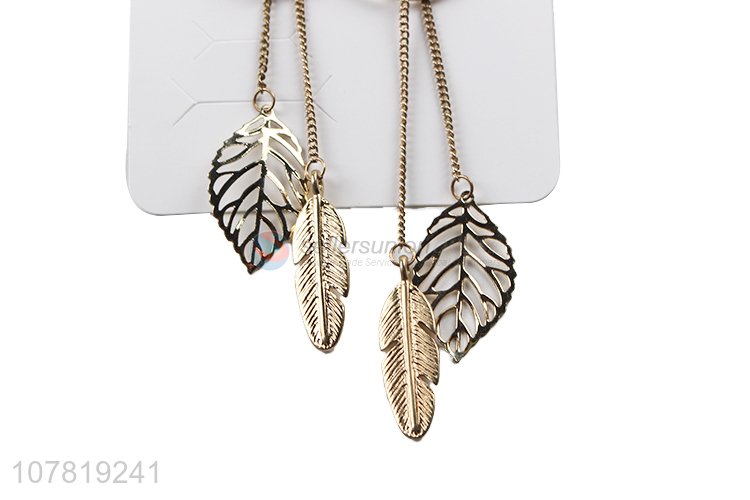 China factory long tassel leaf feather earrings women dangle earrings