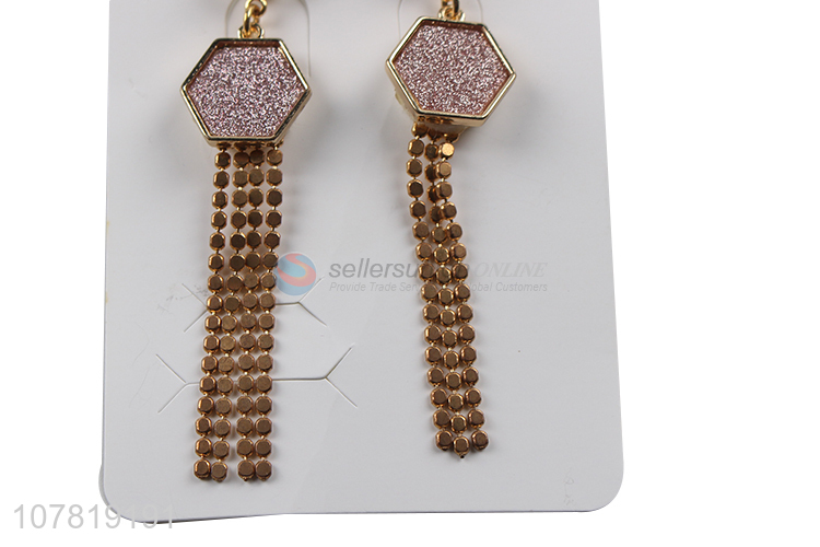 Hot sale long drop earrings fashionable glitter statement jewelry