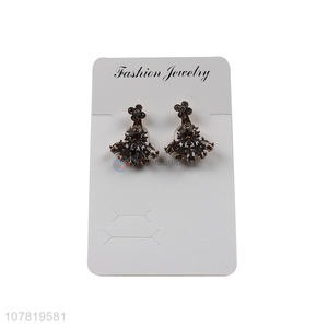 Popular product French style temperament colored rhinestone alloy earrings