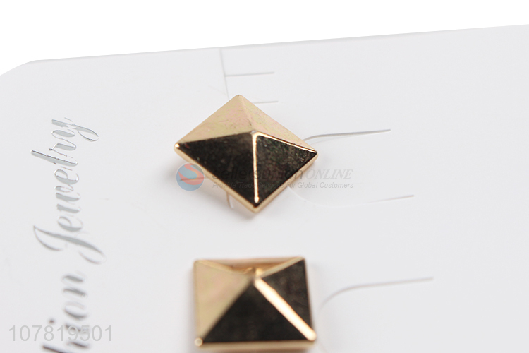 New arrival simple square pyramid earrings post earrings stud earrings