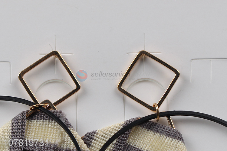 New design fashionable handmade fabric wrapped geometric hoop earrings