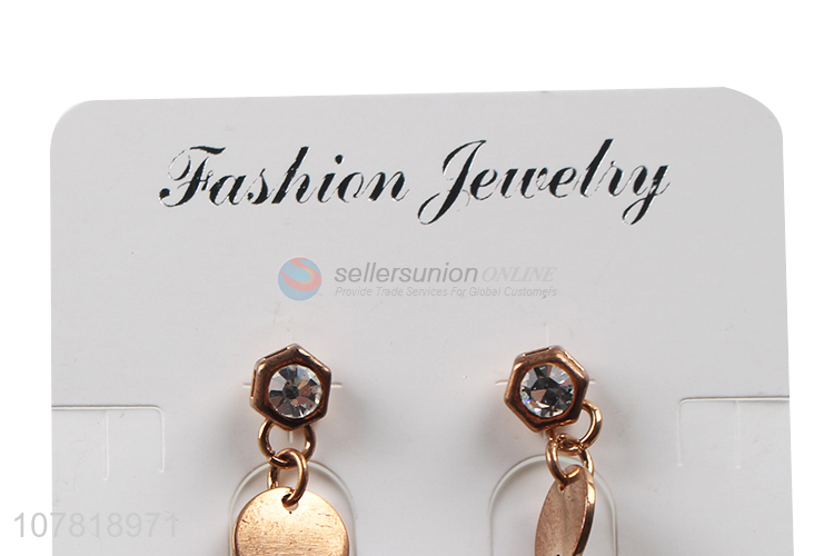 Wholesale gold plating asymmetric metal dangle earrings disc earrings