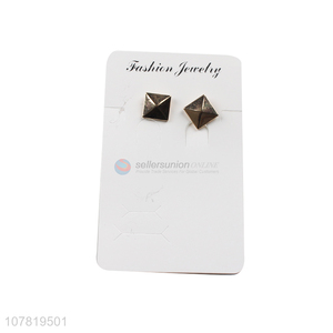 New arrival simple square pyramid earrings post earrings stud earrings