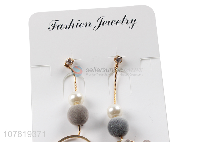 Hot product handmade elegant graceful suede pearl dangle earring