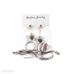 Hot product handmade elegant graceful suede pearl dangle earring