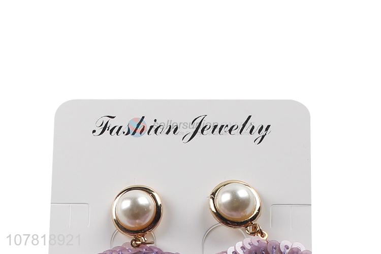 New product handmade sequin hoop earrings pearl stud earrings