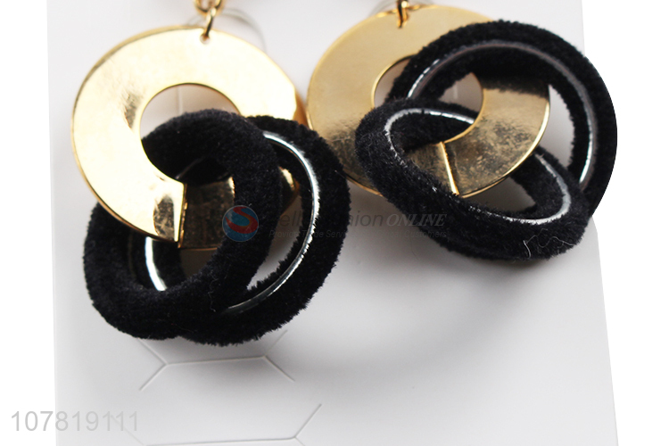 Wholesale creative polyester wrapped metal earrings ladies jewelry