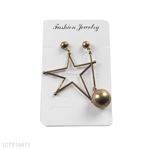 Hot sale large asymmetric hollow star earrings statement earrings