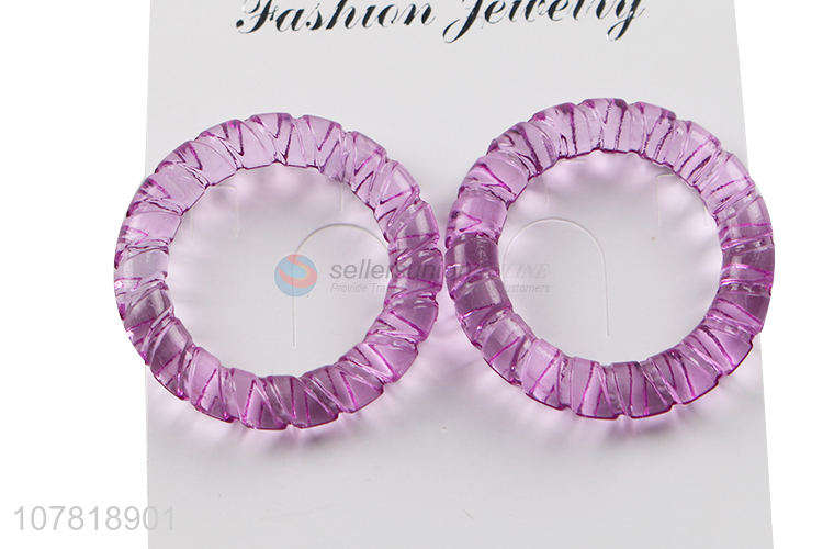 Wholesale clear purple acrylic hoop earrings circle earrings for women