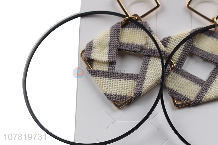 New design fashionable handmade fabric wrapped geometric hoop earrings