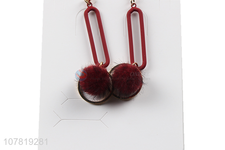 Hot sale fashionable fluffy geometric earrings ladies dangle earrings