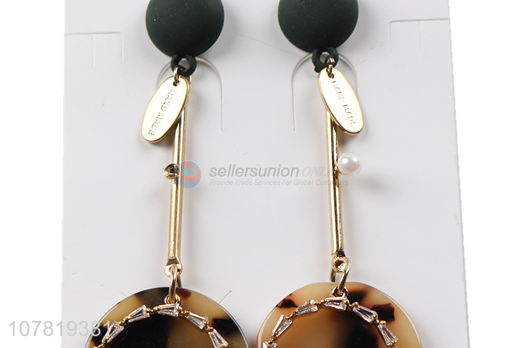 China factory fashionable leopard print acrylic zircon drop earrings