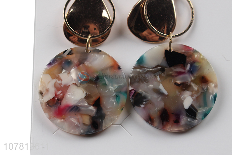 Hot sale ladies temperament acetic acid resin opal metal drop earrings