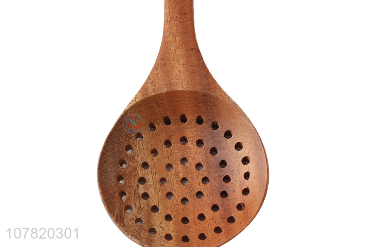 China factory kitchen tools wooden slotted soup spoon slotted ladle