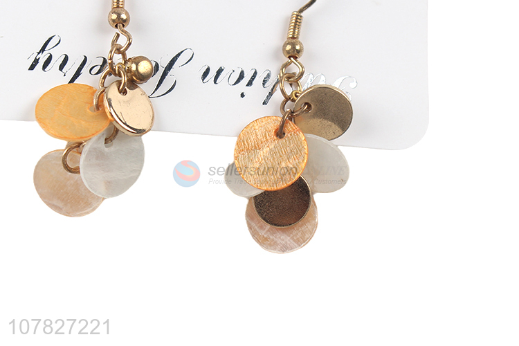 Hot Sale Round Sequins Pendant Earrings Ladies Jewelry