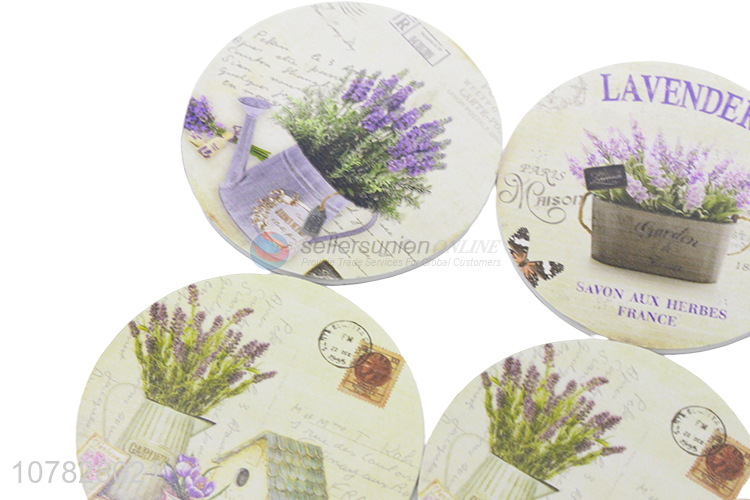 Online wholesale water absorbent lavender pattern mdf cup coasters