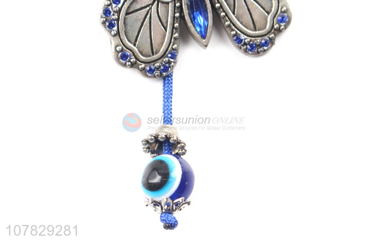 New creative blue butterfly key chain bead chain pendant