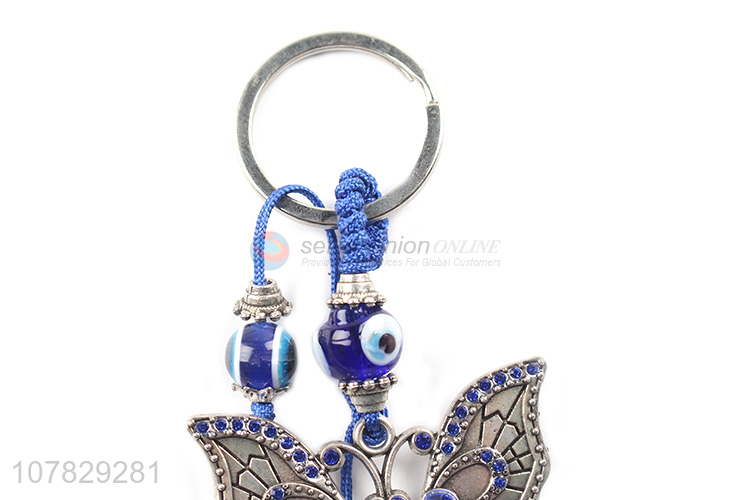 New creative blue butterfly key chain bead chain pendant