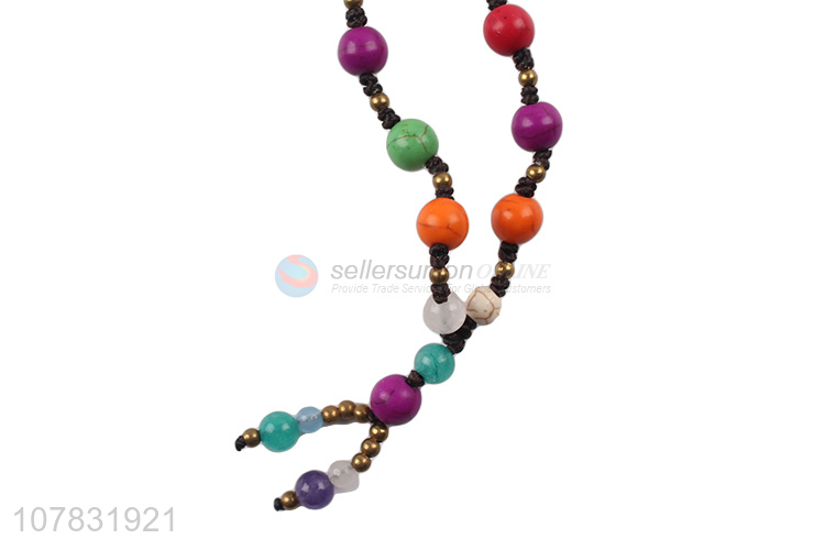 New retro design colorful bead chain ladies braided bracelet