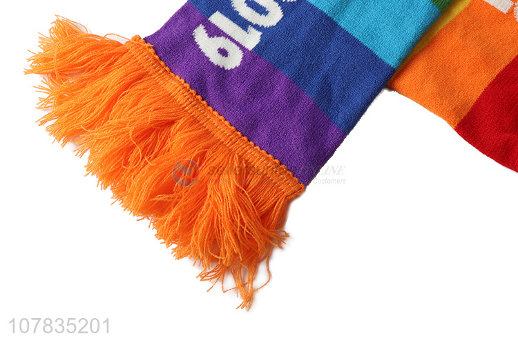 Wholesale women scarf creative rainbow color letter jacquard weaving scarf