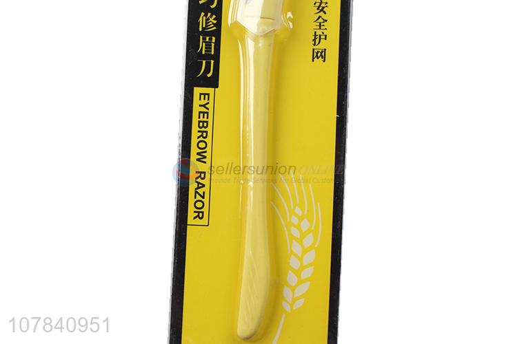 China export yellow plastic eyebrow trimming knife for lady makeup tool