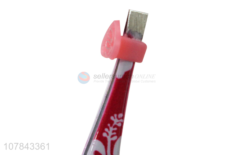 China wholesale flower printed stainless steel eyebrow tweezers  set