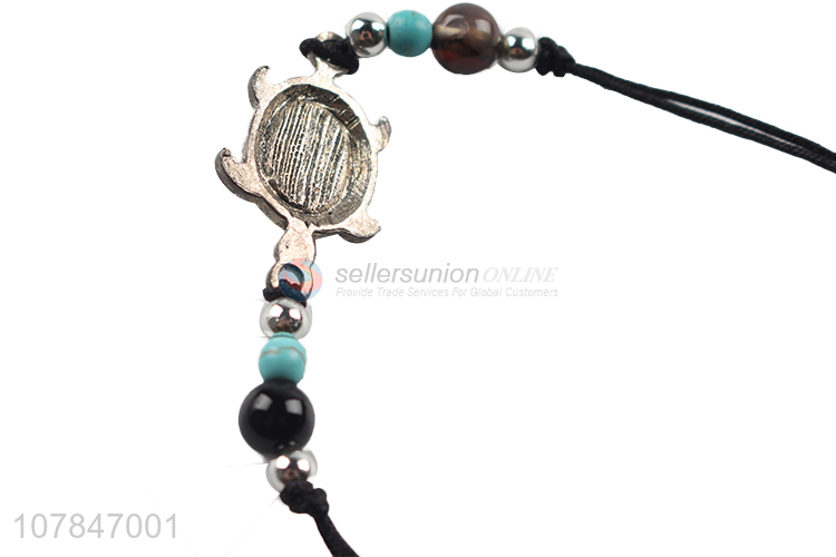 Hot sale black adjustable hand strap bracelet with beads