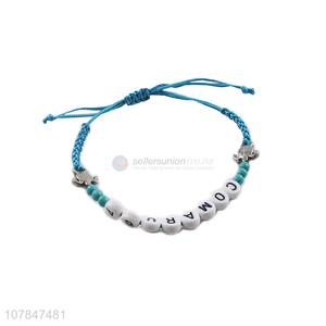 China sourcing blue hand woven bracelet letter bracelet