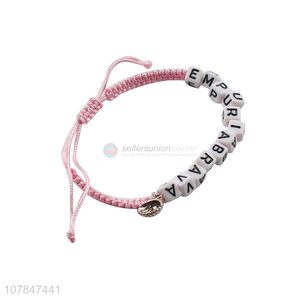 Best sale pink hand woven bracelet letter bracelet