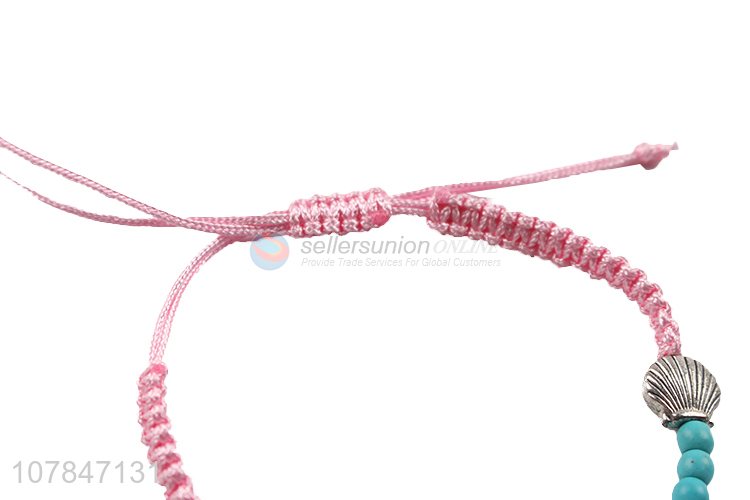 Top sale pink handmade friendship letter hand strip bracelet