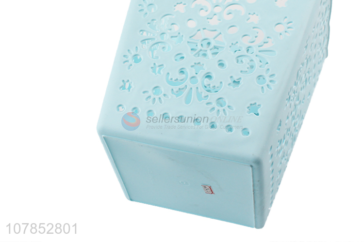 Fashion style blue hollow household waste bin trash can