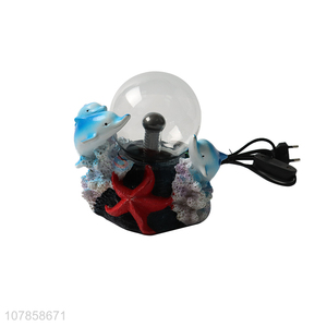 Good quality decorative resin sea animal figurine static plasma ball lamp